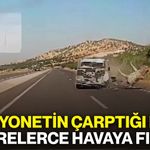 Kamyonetin çarptığı eşek metrelerce havaya fırladı