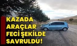 Kazada araçlar feci şekilde savruldu!