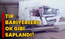 Tır bariyerlere ok gibi saplandı!