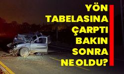 Yön tabelasına çarptı bakın sonra ne oldu?