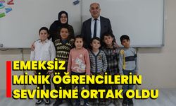 Emeksiz minik öğrencilerin sevincine ortak oldu