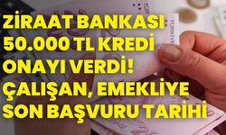 Ziraat Bankası 50.000 TL kredi onayı verdi! Çalışan, emekliye son başvuru tarihi