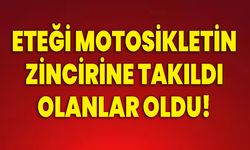 Eteği Motosikletin Zincirine Takıldı Olanlar Oldu!