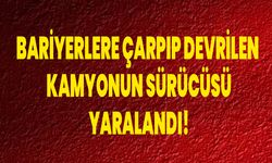 Bariyerlere Çarpıp Devrilen Kamyonun Sürücüsü Yaralandı