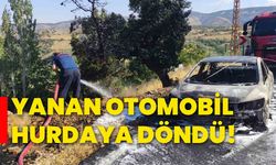 Yanan otomobil hurdaya döndü!