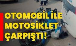 Otomobil ile motosiklet çarpıştı!