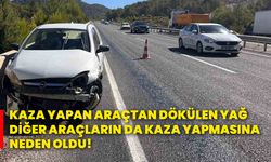 Kaza yapan araçtan dökülen yağ, diğer araçların da kaza yapmasına neden oldu!