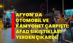 Afyon’da otomobil ve kamyonet çarpıştı: AFAD sıkıştıkları yerden çıkardı!