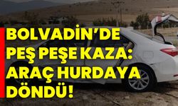 Bolvadin’de peş peşe kaza: Araç hurdaya döndü!