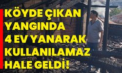 Köyde çıkan yangında 4 ev yanarak kullanılamaz hale geldi!