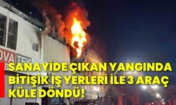 Sanayide çıkan yangında bitişik iş yerleri ile 3 araç küle döndü!