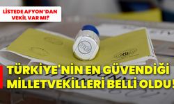 Türkiye'nin en güvendiği milletvekilleri belli oldu: Listede Afyon’dan vekil var mı?