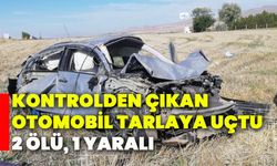 Kontrolden çıkan otomobil tarlaya uçtu: 2 ölü, 1 yaralı