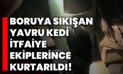 Isparta’da boruya sıkışan yavru kedi itfaiye ekiplerince kurtarıldı