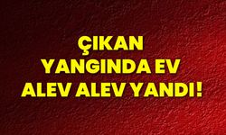 Çıkan yangında ev alev alev yandı!