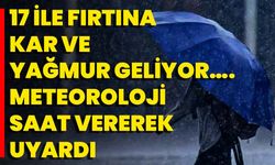 17 İle Fırtına, Kar Ve Yağmur Geliyor…. Meteoroloji Saat Vererek Uyardı