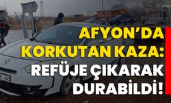 Afyon’da korkutan kaza: Refüje çıkarak durabildi!