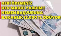 Geri ödemesiz dev maddi yardım ! Hemen başvuruna bakanlık 12.000 TL ödüyor!