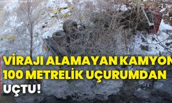 Virajı alamayan kamyon 100 metrelik uçurumdan uçtu!