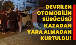 Efeler'de devrilen otomobilin sürücüsü kazadan yara almadan kurtuldu!