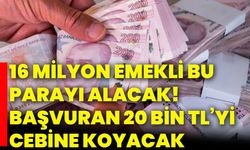 16 Milyon emekli bu parayı alacak! Başvuran 20 bin tl’yi cebine koyacak