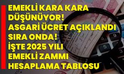 Emekli kara kara düşünüyor! Asgari ücret açıklandı sıra onda! İşte 2025 yılı emekli zammı hesaplama tablosu