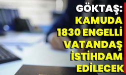 Göktaş: Kamuda 1830 Engelli Vatandaş İstihdam Edilecek