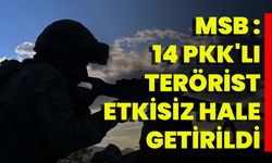 MSB :14 PKK'lı Terörist Etkisiz Hale Getirildi