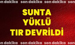 Sunta Yüklü Tır Devrildi