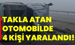 Takla atan otomobilde 4 kişi yaralandı!