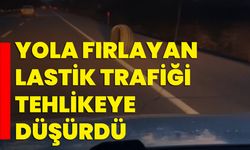 Isparta'da yola fırlayan lastik trafiği tehlikeye düşürdü