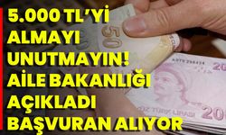 5.000 TL’yi almayı unutmayın! Aile Bakanlığı açıkladı başvuran alıyor