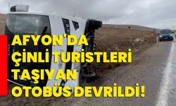 Afyon'da Çinli turistleri taşıyan otobüs devrildi!