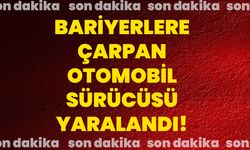 Bariyerlere çarpan otomobil sürücüsü yaralandı!