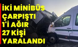 Kars'ta iki minibüs çarpıştı, 1'i ağır 27 kişi yaralandı