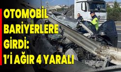 Otomobil bariyerlere girdi: 1’i ağır 4 yaralı