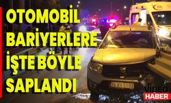 Otomobil Bariyerlere İşte Böyle Saplandı