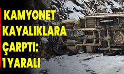 Kamyonet Kayalıklara Çarptı: 1 Yaralı