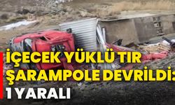 İçecek yüklü tır şarampole devrildi: 1 yaralı