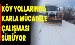 Köy yollarında karla mücadele çalışması sürüyor