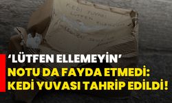 ‘Lütfen Ellemeyin' notu da fayda etmedi: Kedi yuvası tahrip edildi!