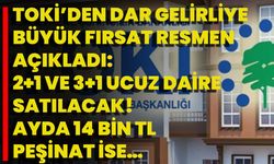 TOKİ’den dar gelirliye büyük fırsat resmen açıkladı: 2+1 ve 3+1 ucuz daire satılacak! Ayda 14 bin TL, peşinat ise…