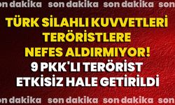 Türk Silahlı Kuvvetleri Teröristlere Nefes Aldırmıyor! : 9 PKK'lı Terörist Etkisiz Hale Getirildi