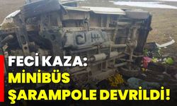 Feci kaza: Minibüs şarampole devrildi!