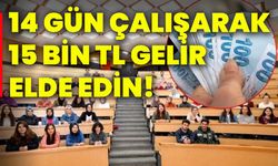 14 gün çalışarak 15 bin TL gelir elde edin!