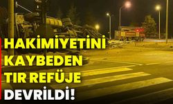 Hakimiyetini kaybeden tır refüje devrildi!