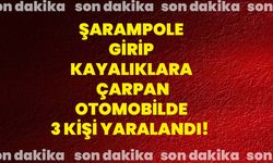 Şarampole girip kayalıklara çarpan otomobilde 3 kişi yaralandı!