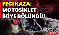 Feci kaza: Motosiklet ikiye bölündü!