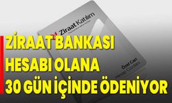 Ziraat Bankası Hesabı Olana 30 Gün İçinde Ödeniyor