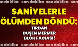 Saniyelerle Ölümden Döndü: Tırdan Düşen Mermer Blok Faciası!"